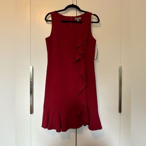 Red body con ruffle dress size 8 new with tags